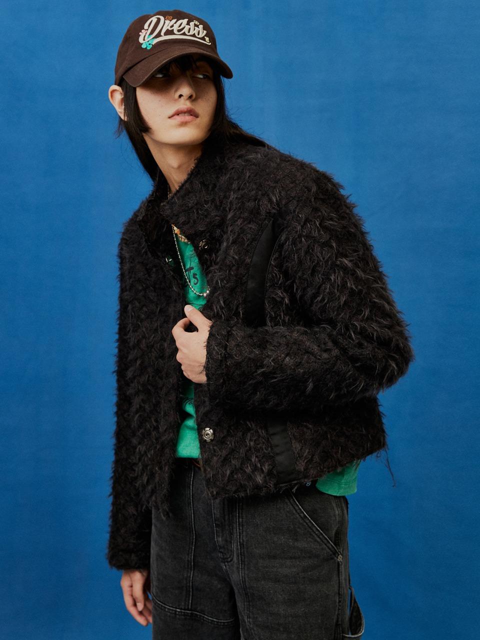 [10/11 예약배송]CAROW FAUX FUR JACKET_BLACK