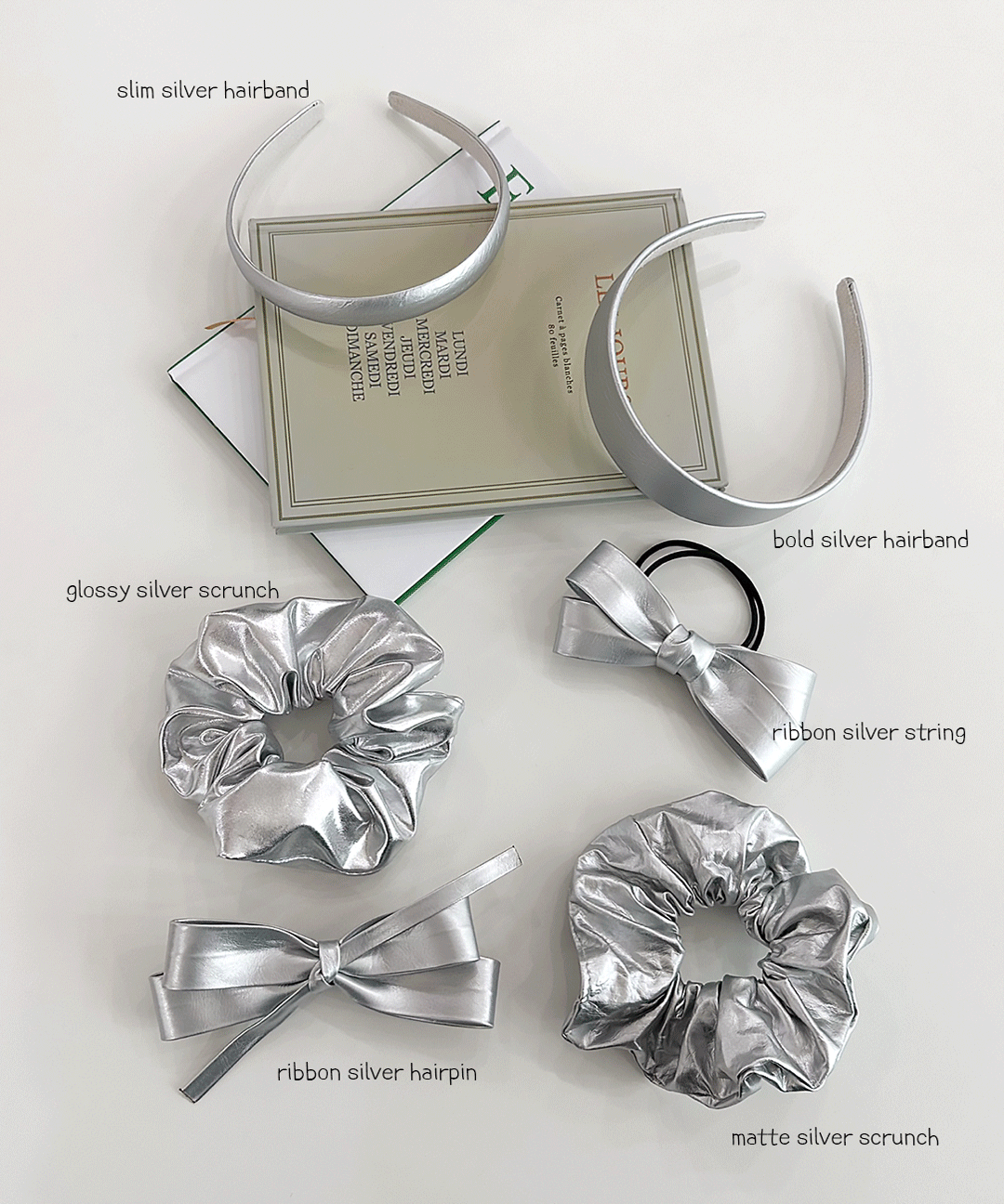 [실버실버해💎] 실버 리본 메탈 스크런치 머리띠 헤어핀 머리핀 곱창밴드 머리끈