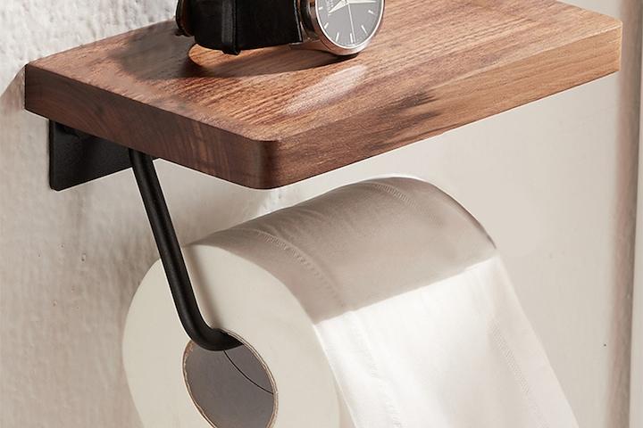 고급 호두나무 화장실 휴지걸이 원목 선반걸이