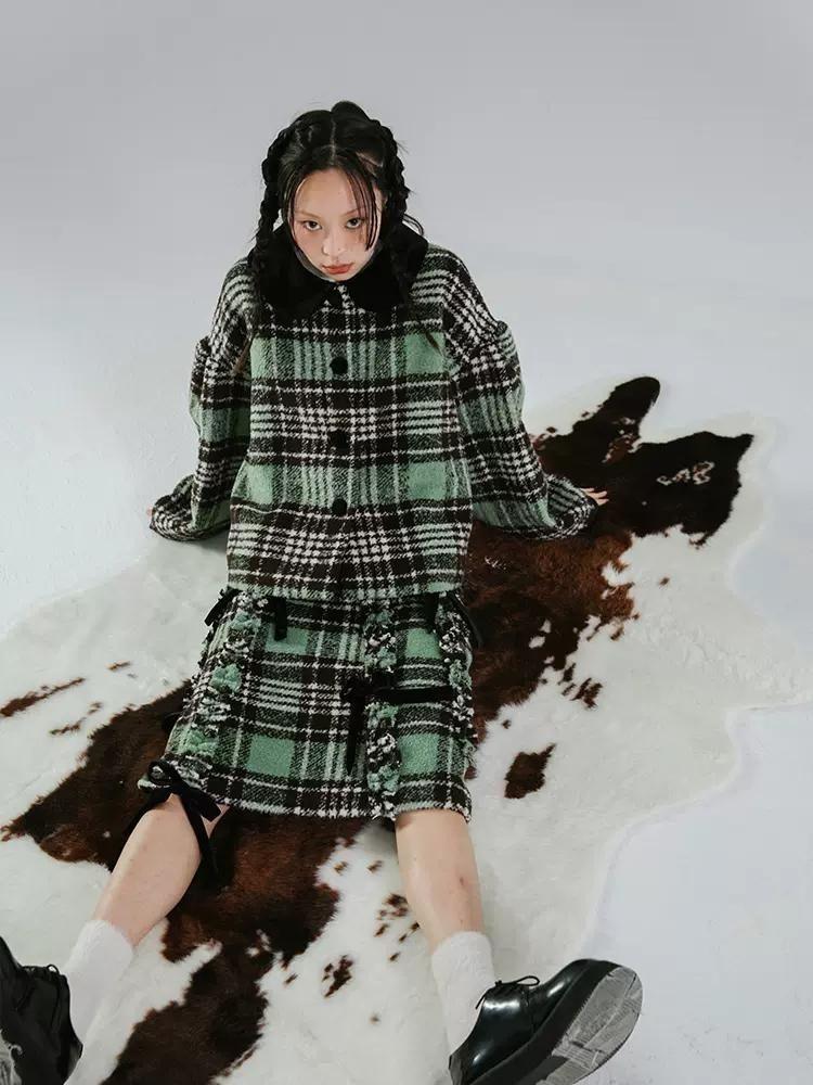 Doll Collar Bubble Sleeve Tweed Jacket【s0000006239】