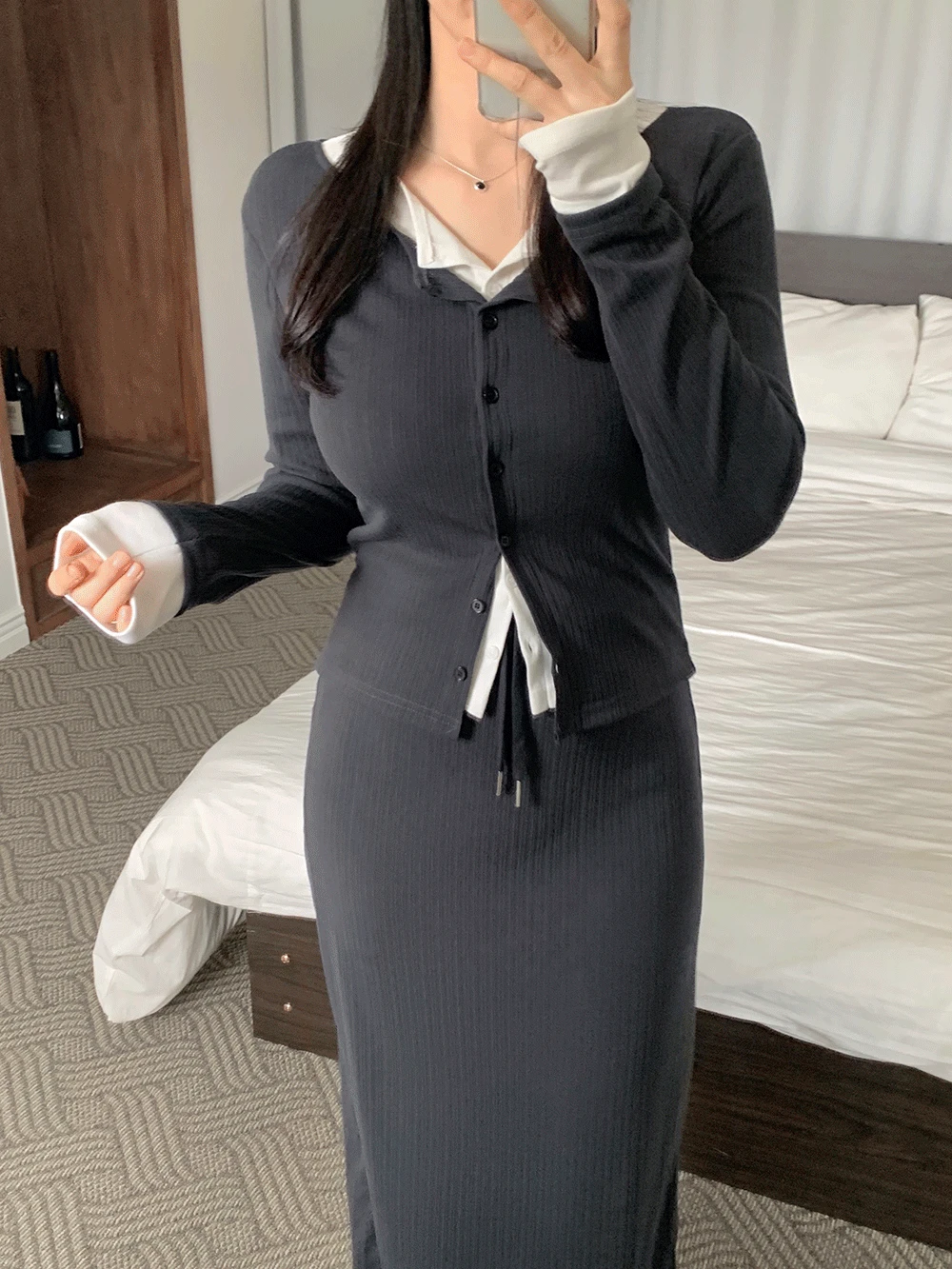 [주문폭주/슽체형/세트가능]말라핏 레이어드 가디건 (3colors)