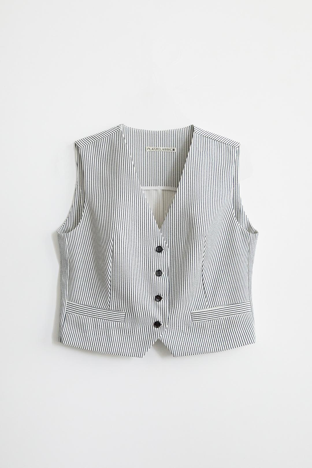 [7/25 예약발송] Roel Stripe Vest (Navy st) _ 인플루언서 유하님 착용