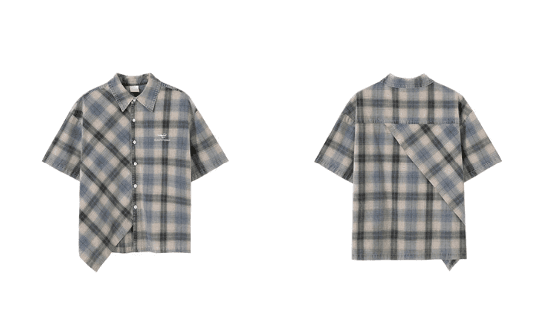 CONP アシンメトリーチェックシャツ E1114 - BLUE / S