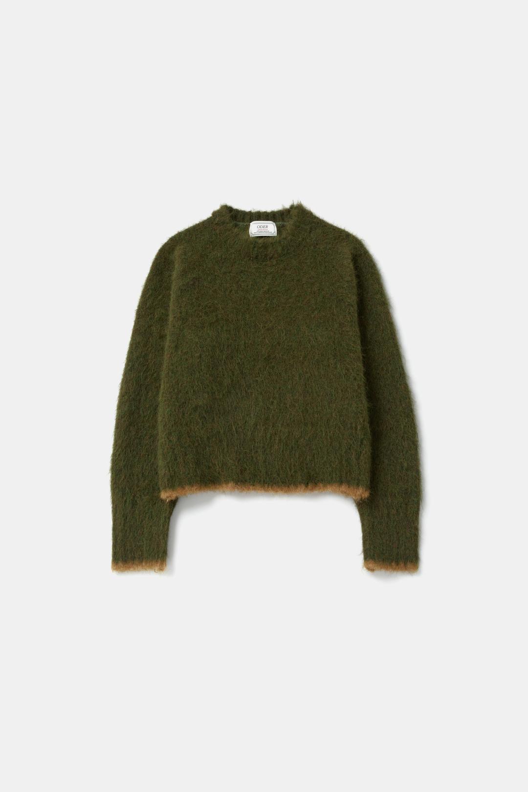 컬러 브러쉬 울 풀오버-카키