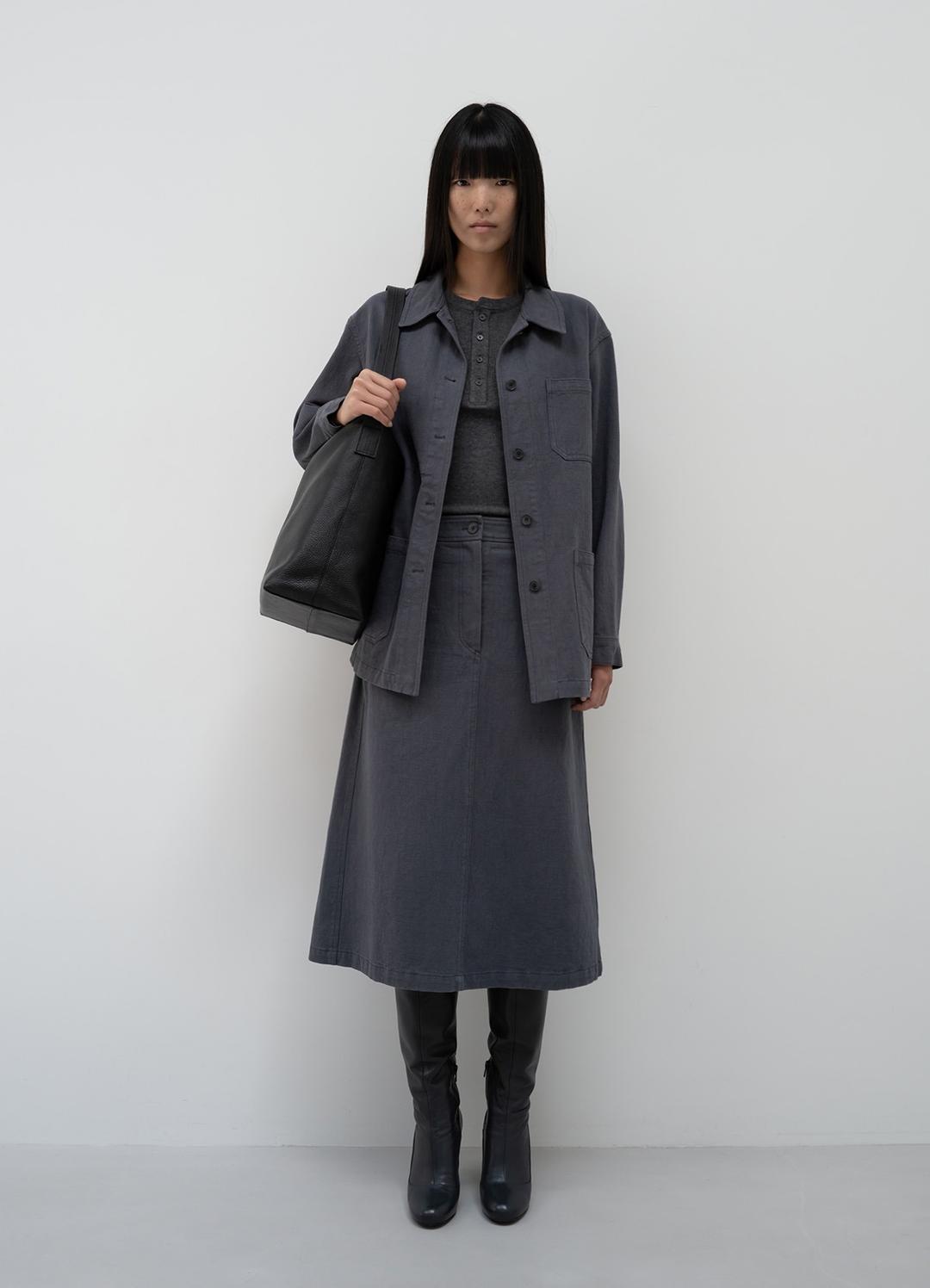 Cotton A-Line Skirt / Blue