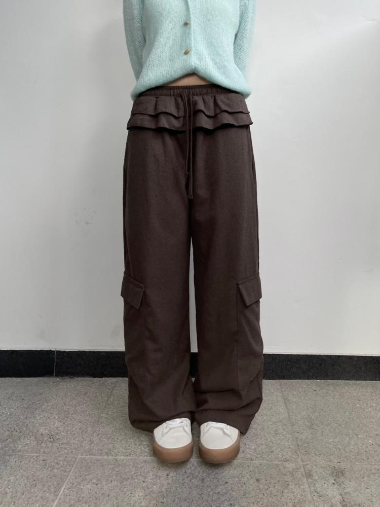 프릴카고팬츠 프릴레이어드팬츠 레이어드스커트 팬츠