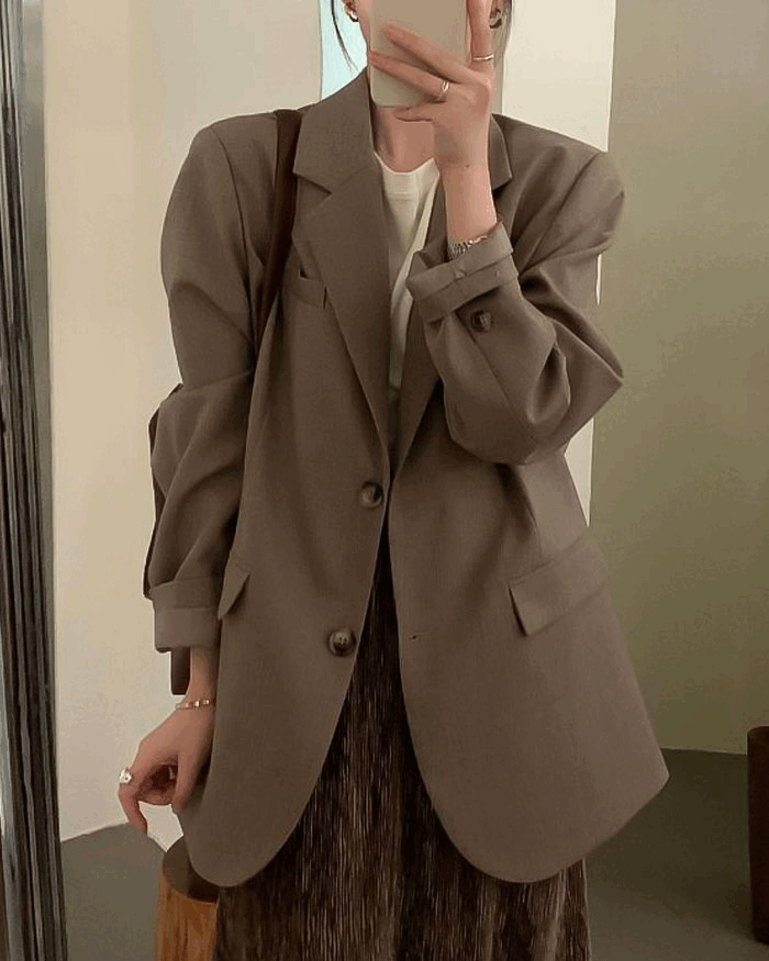 고급스러운 솔리드 심플 정장 자켓