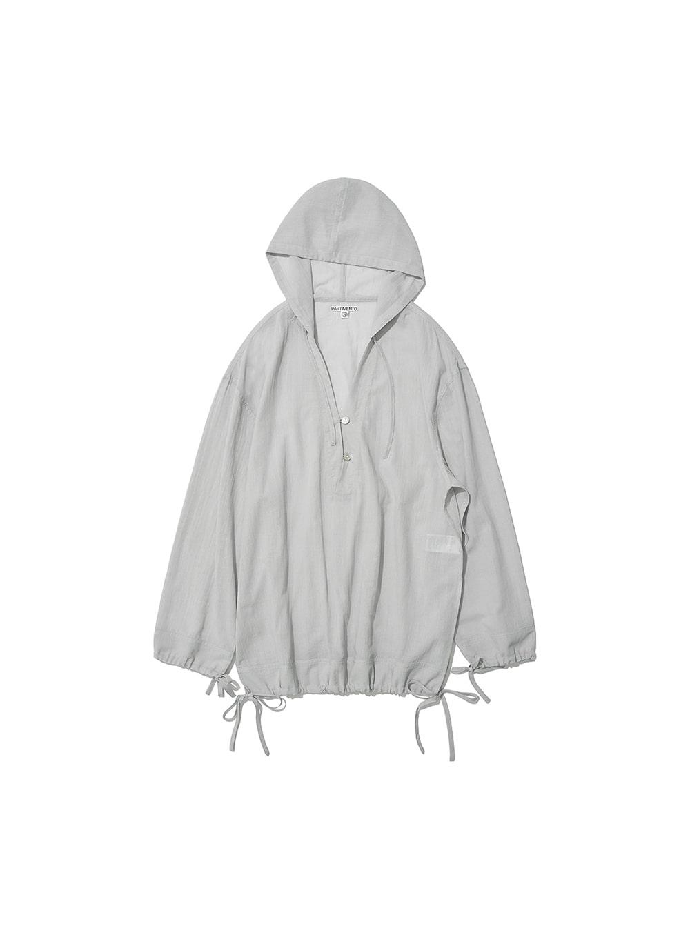 [WOMEN] SHEER HOODED TUNIC TOP_LIGHT GREY