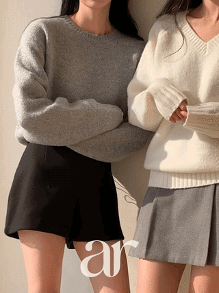 [울함유] (R넥&V넥/숏&롱/취향맞춤/온도까지예쁜♥) 쉐이드 2기장 라운드넥 V넥 울 니트