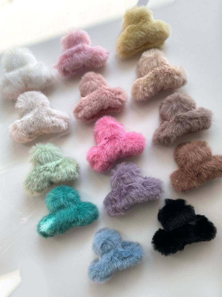 baby fur hair clip (14color)
