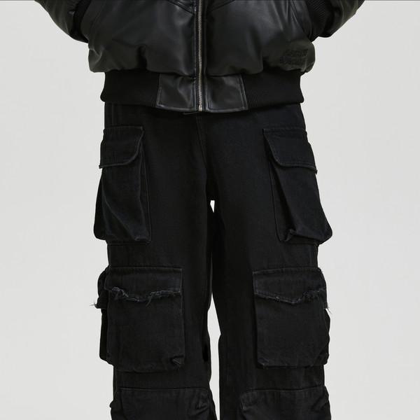 black cow fermentation washed multi-pocket pants