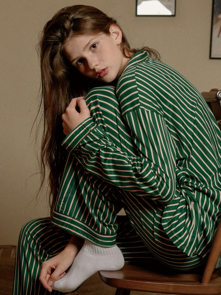 [uni] 딥포레스트 피치기모 긴팔 상하의 세트