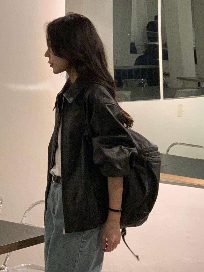 베르가못 에코 레더 자켓 (블랙) 페이크 가죽 점퍼 (무배/쿠폰)