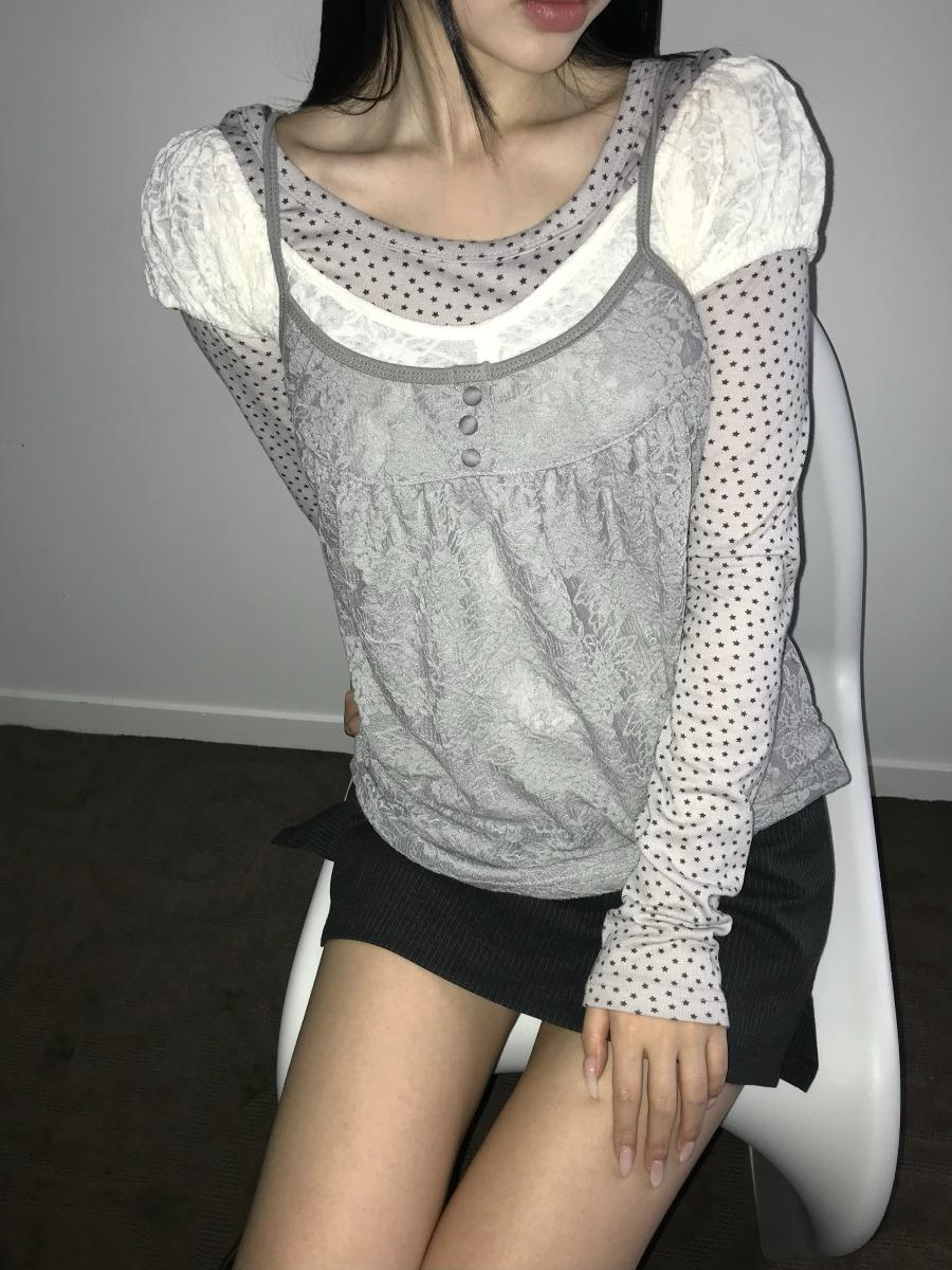 soho botton lace sleeveless top(3 color)