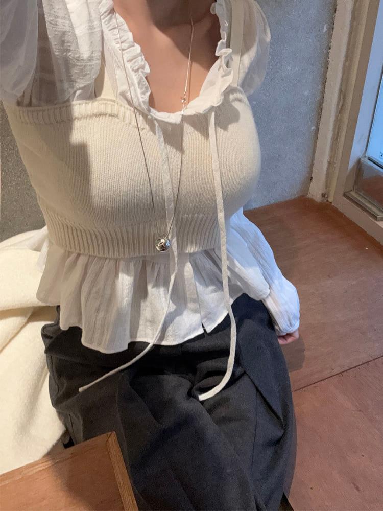 하트 울60 뷔스티에 조끼 니트