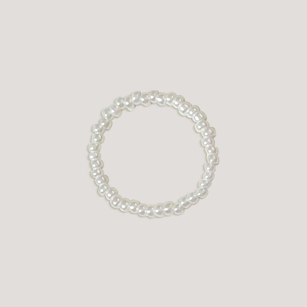 [어리틀티클] 화이트 펄 그라운드 링 - 비즈반지