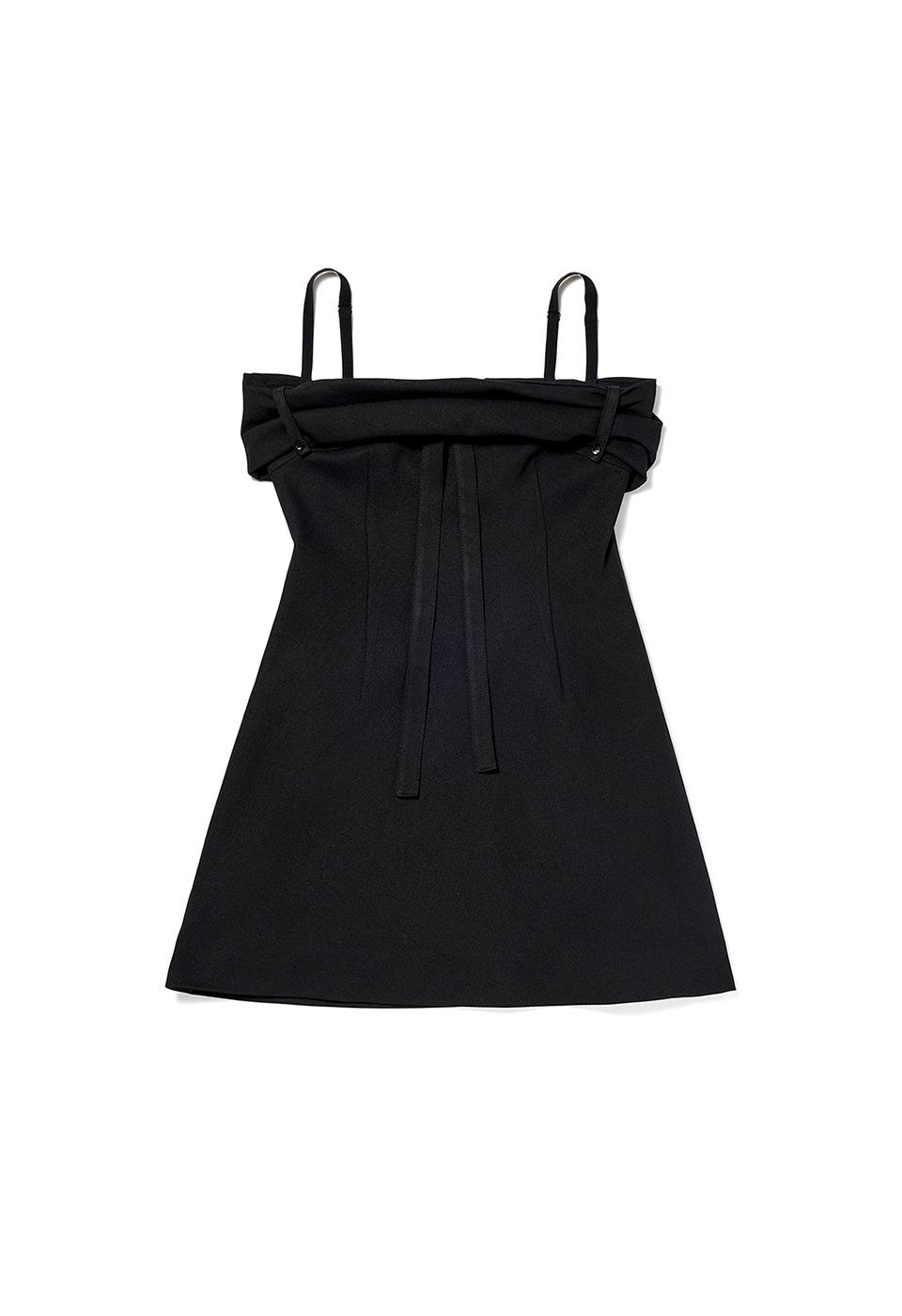 ROLLED MINI DRESS, BLACK