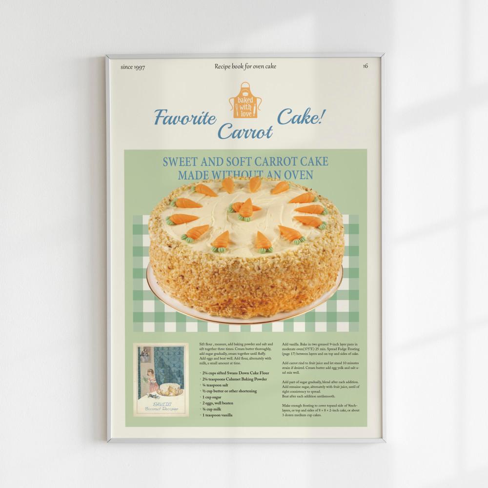 케이크포스터 디저트그림 빈티지감성 카페인테리어 레시피북 레트로 버터 빵그림 사진 액자