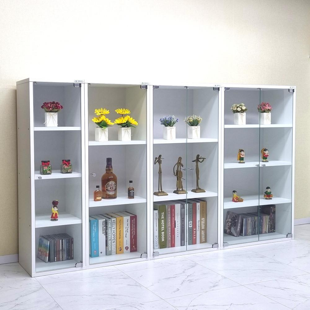 드림퍼니처 드림1036 유리문 깊이30cm 3단 4단 책장 공간박스 장식장 진열장 수납장 피규어 레고