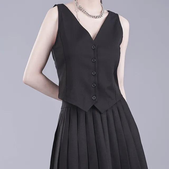 정장 졸업사진 베스트 숏 미니 크롭조끼