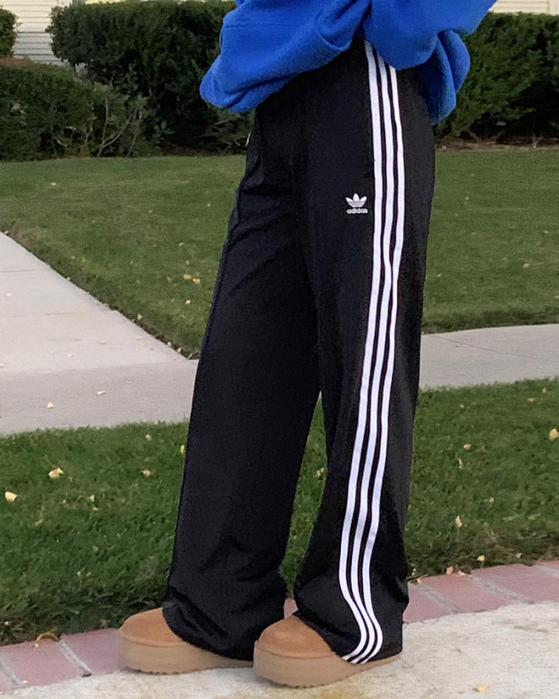 아디다스 여성 걸즈 아디컬러 블랙 일자핏 세미와이드 트랙 팬츠