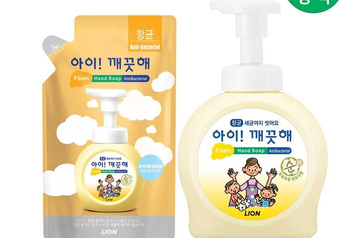 아이깨끗해 핸드워시용기490ml 1개+리필450ml 1개(순/레몬/청포도택1)
