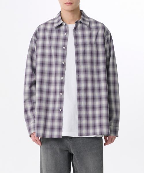 릴렉스드 옴브레 체크 셔츠 2 [퍼플/그레이]