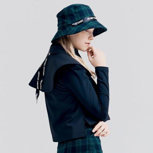 여성용 체크패턴 스트링 버킷햇 그린