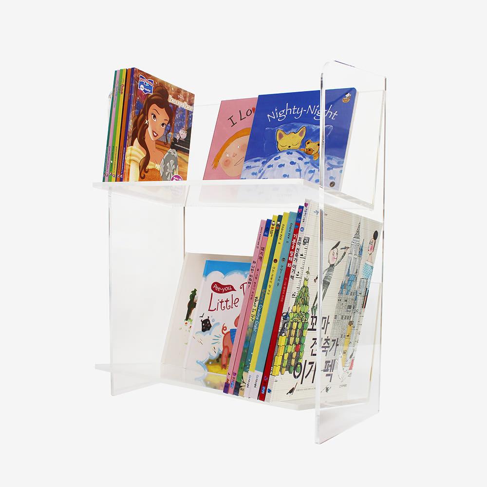 아크릴 2단 투명책장 책꽂이 미니책장 전면책장