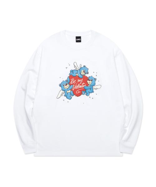 HEART BEAR LONG SLV TEE white