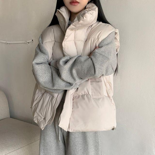 *남녀공용/아방핏* 폭신 하이넥 웰론 오버핏 패딩조끼