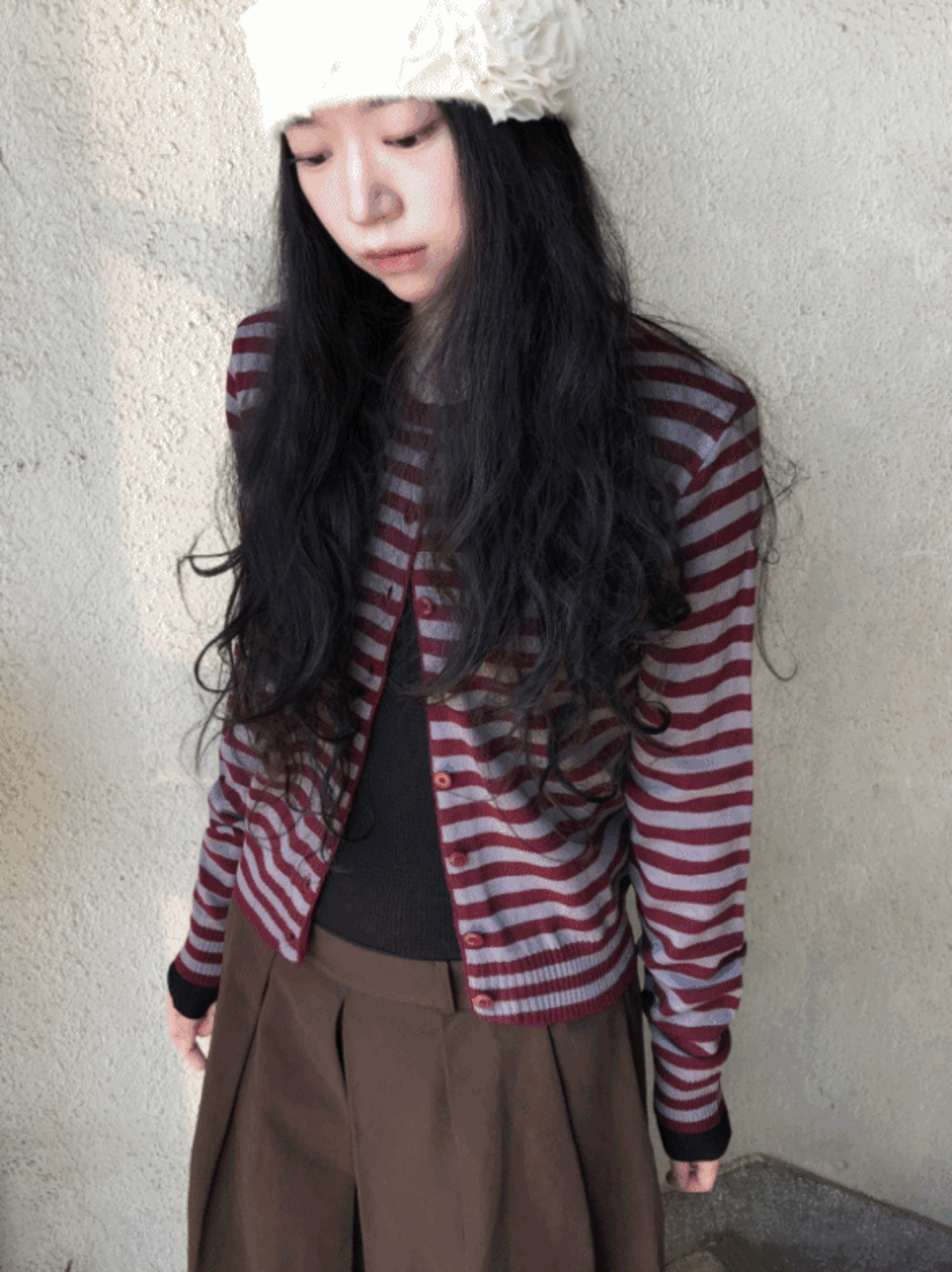 thin stripe cardigan (4color) / 씬 스트라이프 가디건