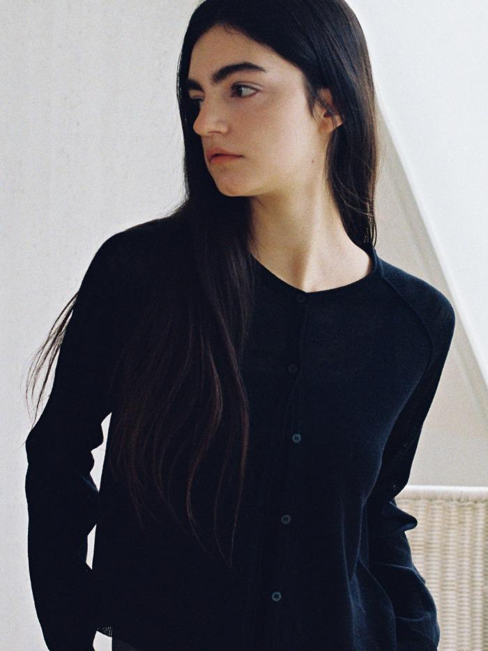 린넨 블랜드 래글런 썸머 가디건 블랙 OU1645