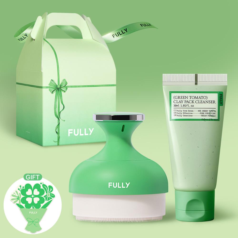 [올리브영 품절대란템] "SET/단독기획" 풀리 비건 그린토마토 클레이팩클렌저30ml+모공브러쉬1EA (+꽃다발카드 증정)