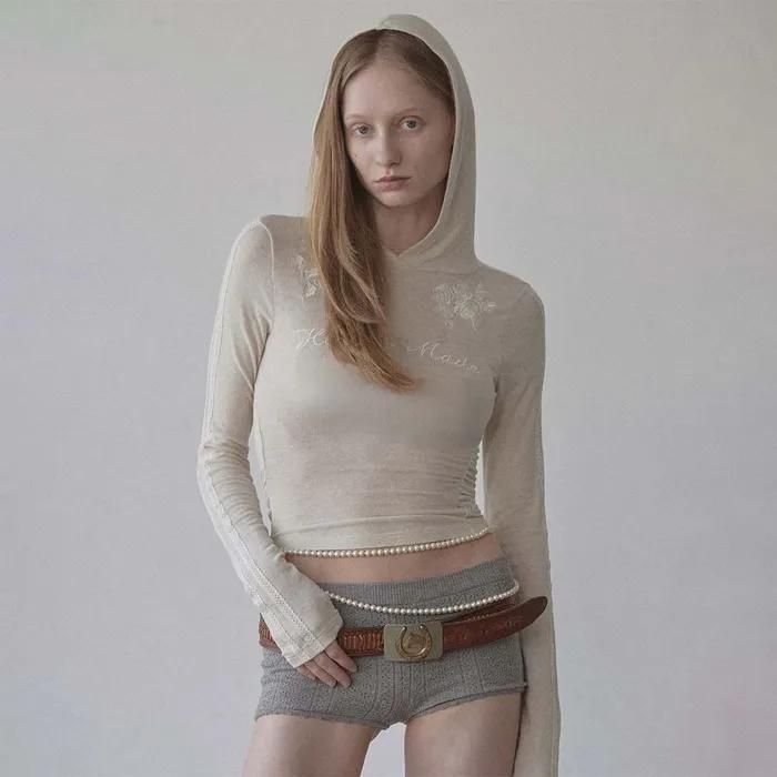 Rose Angora Hoodie Tee Raw