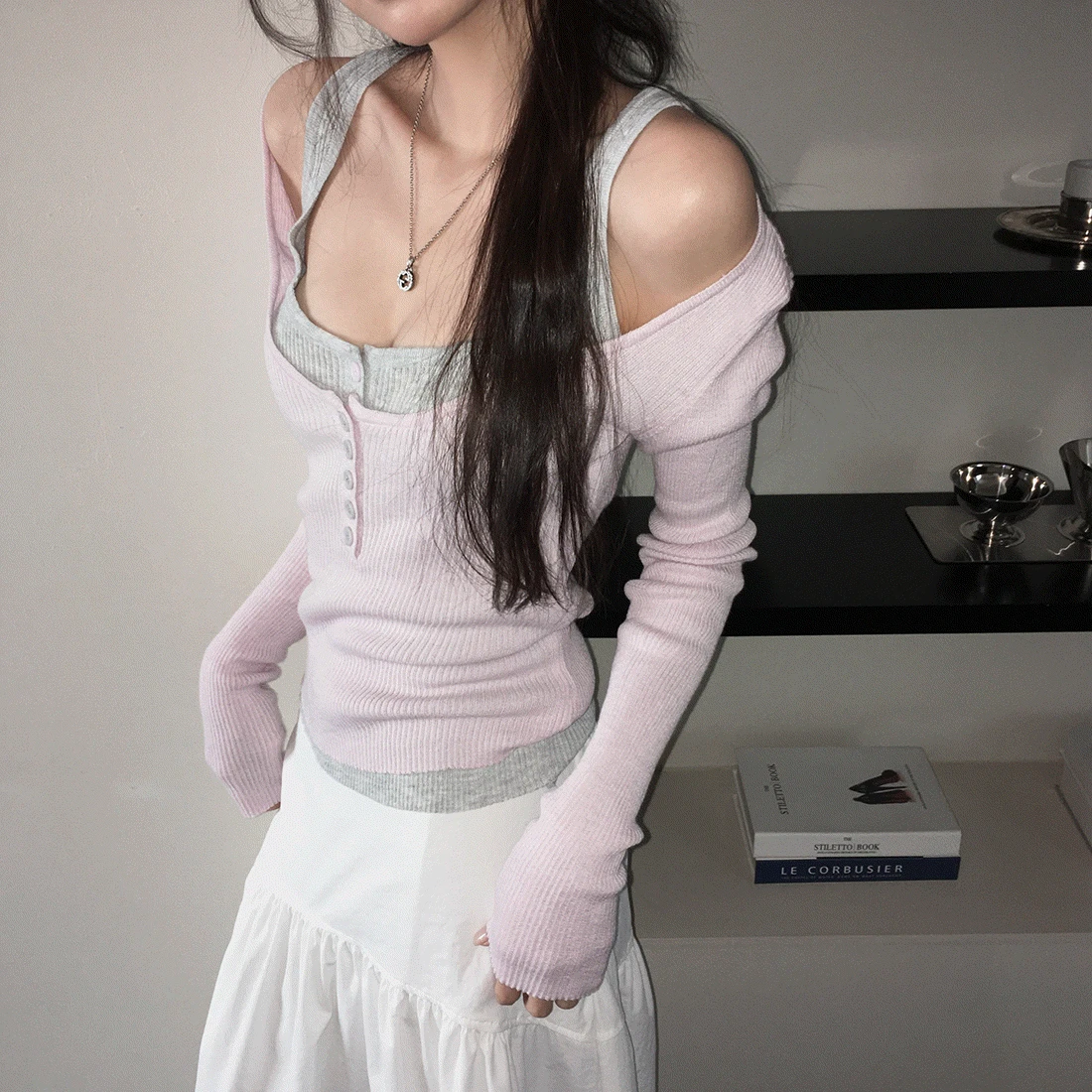 [문의대란/세트상품🎨] 레이어하트 나시 니트 레이어드 세트 - set