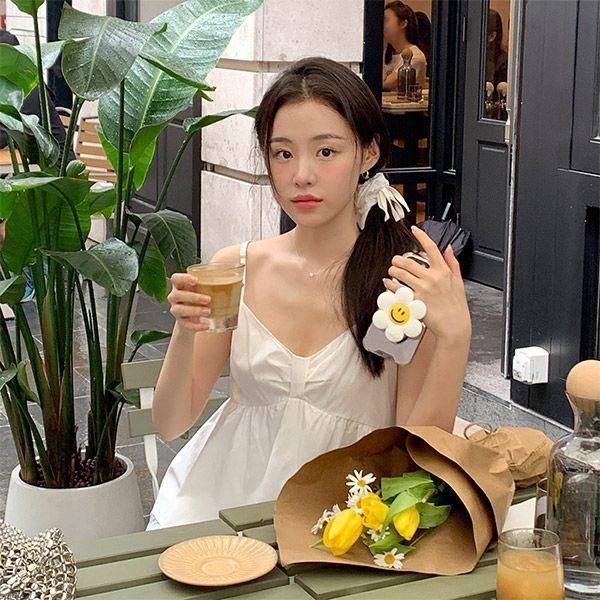 (끈조절 가능/블라우스&스크런치 SET) 레나린 스크런치 세트 리본 나시 블라우스 bs8130