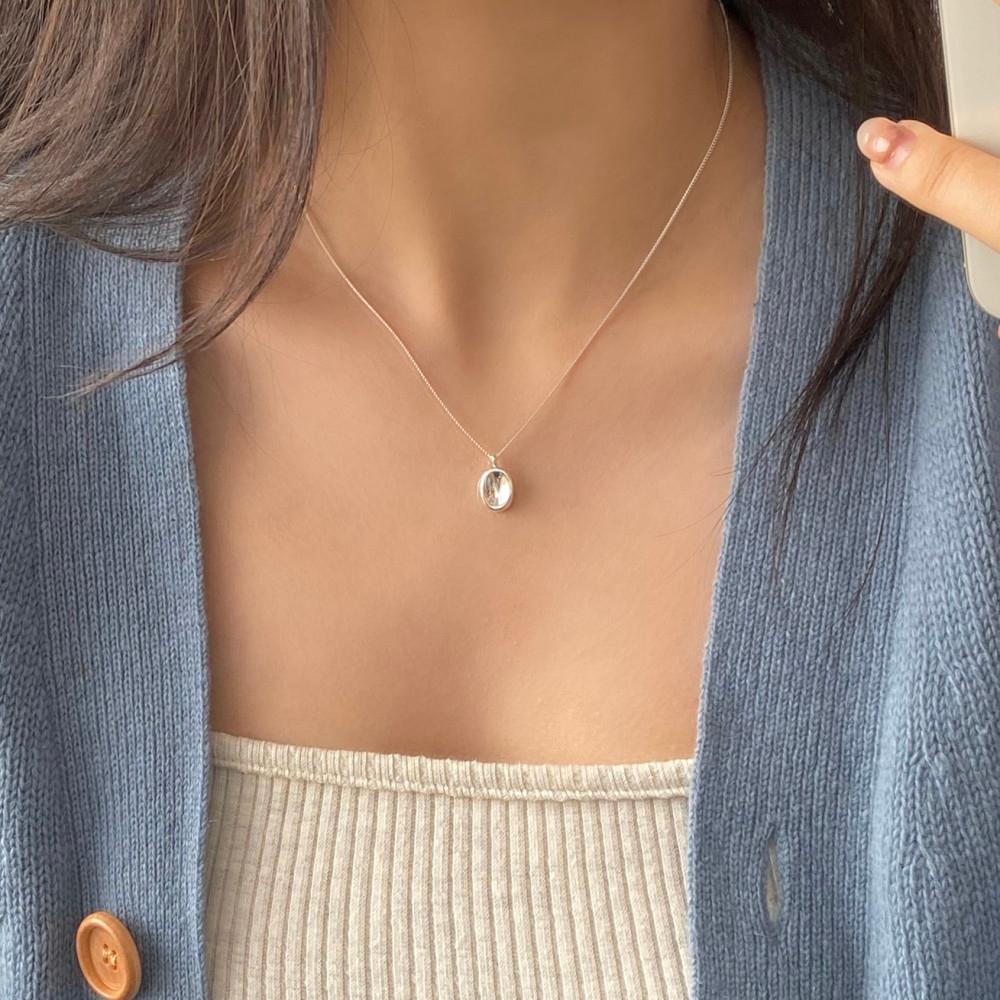 실버 925 이터널 원반 타원 팬던트 은 목걸이 (2 colors)