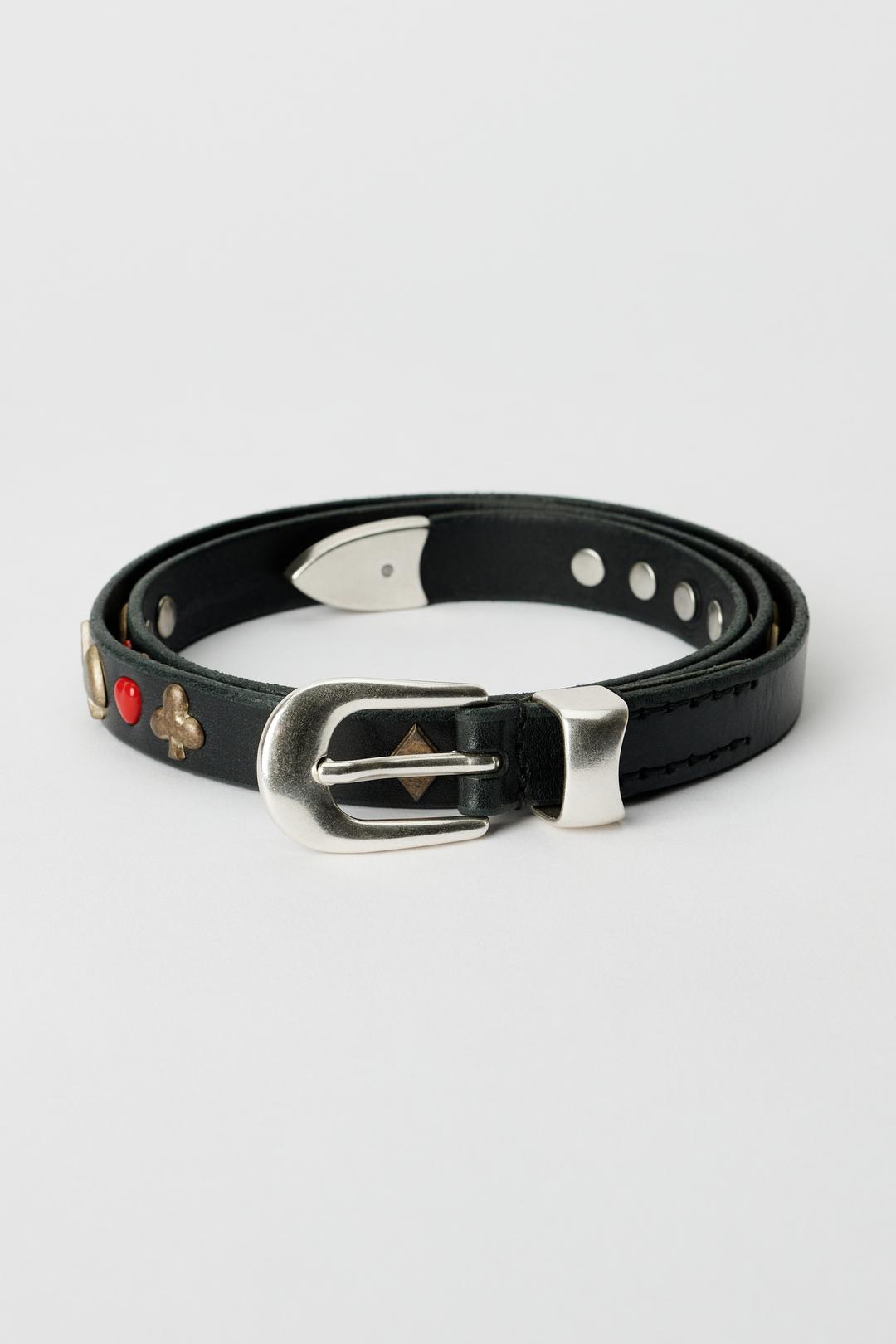 2 cm Card Deck Belt Black Bridle Leather