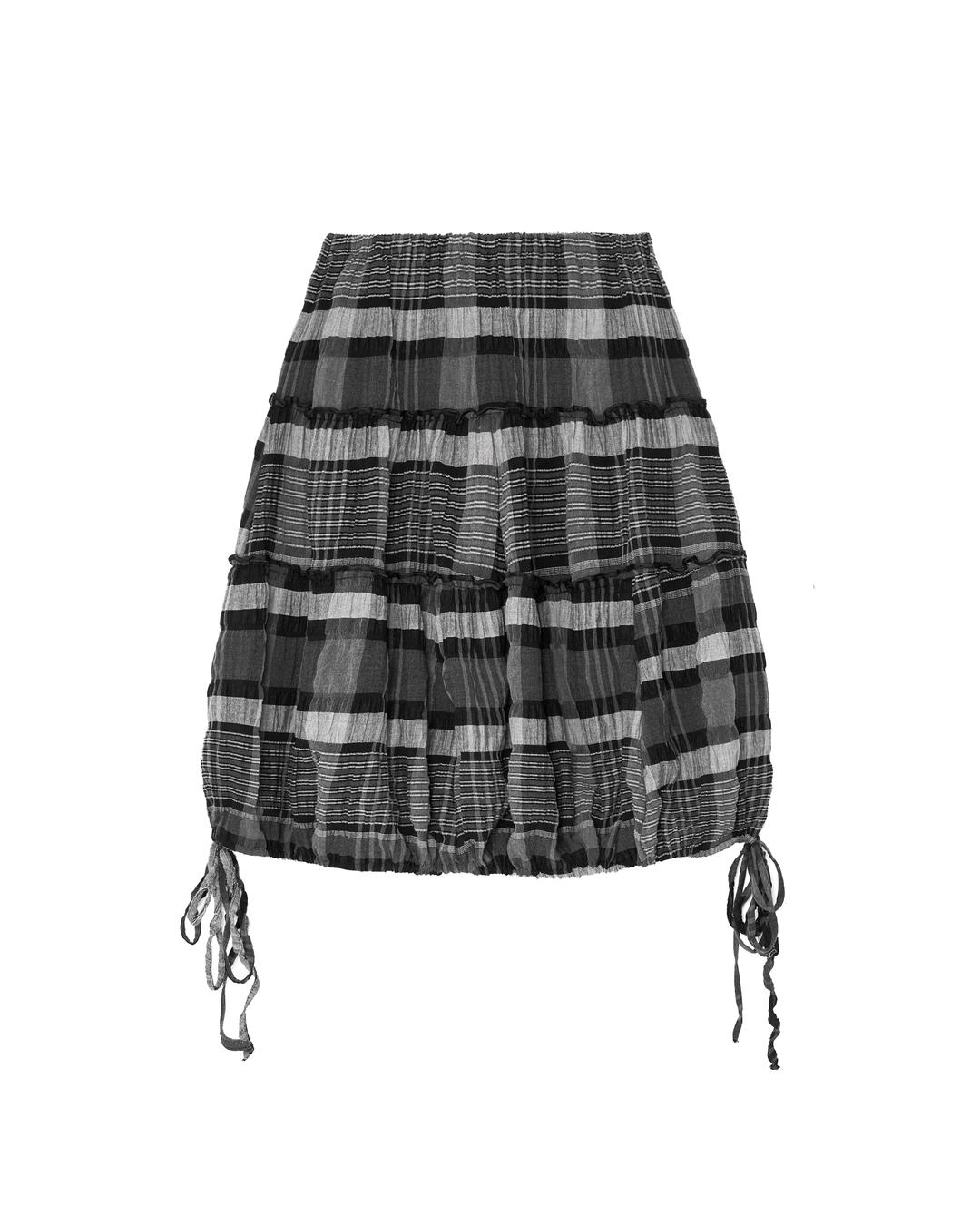 STRING MIDI CHECK SKIRT [GREY]_10월 29일 예약배송