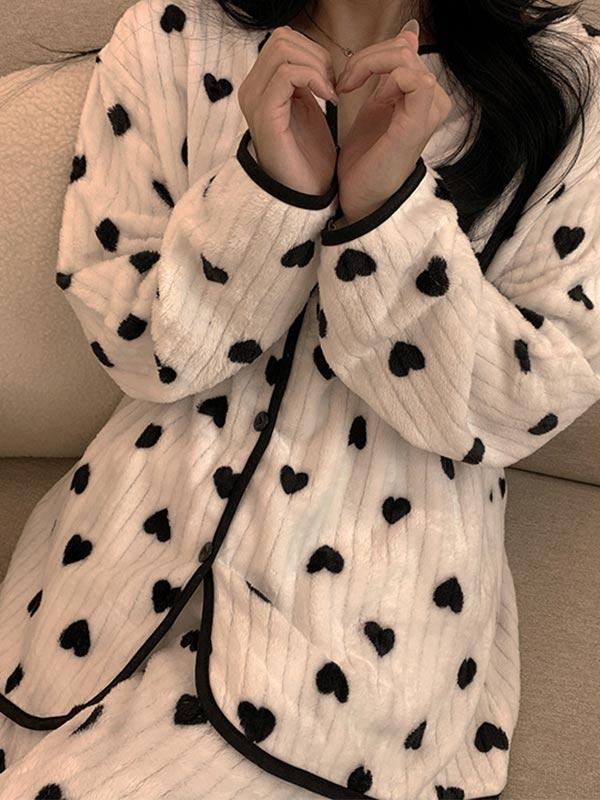 슈가하트 극세사 긴팔 상하세트 파자마 수면 잠옷