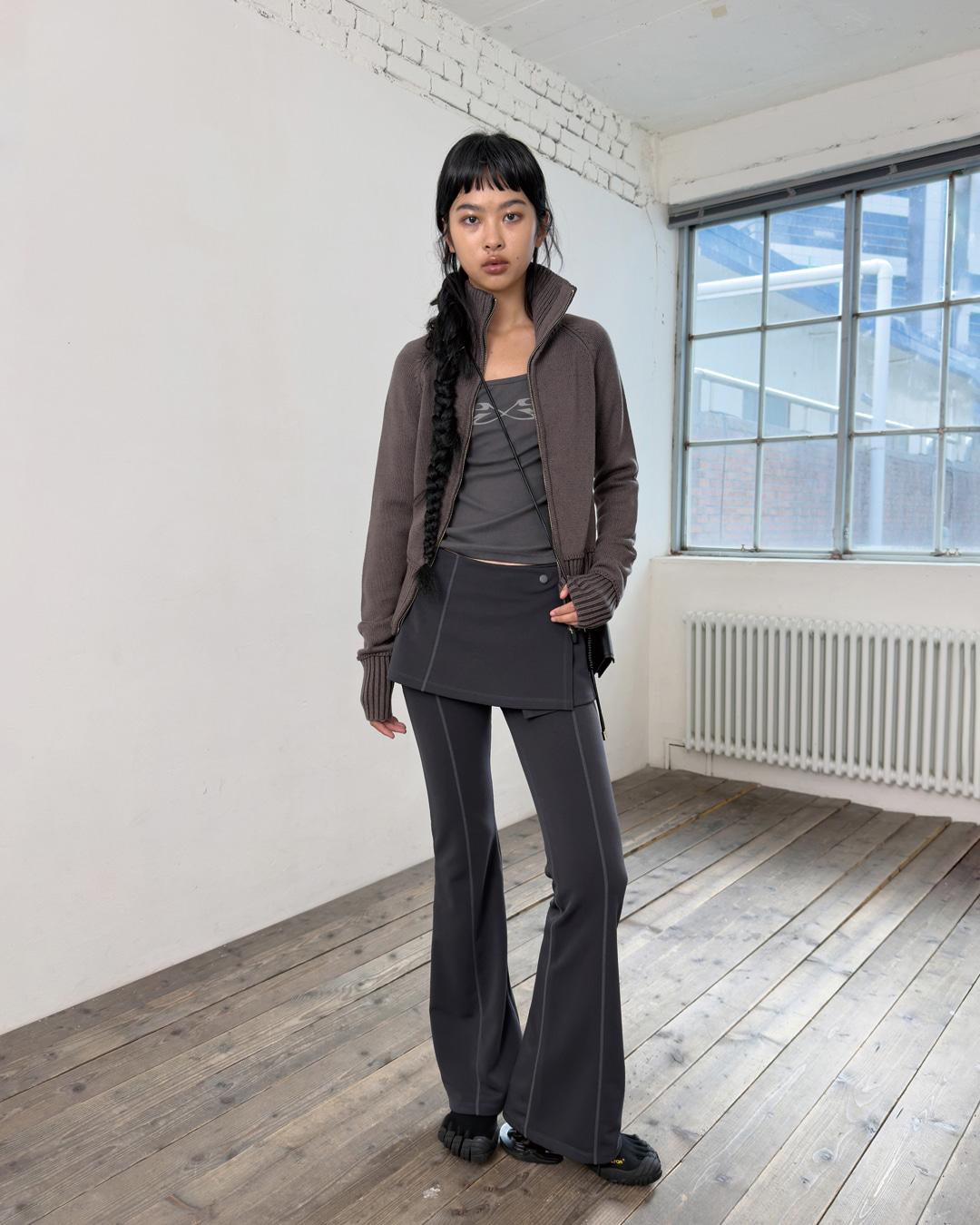 [9/8예약배송] LAYERED SKIRT PANTS SET-DEEP CHARCOAL