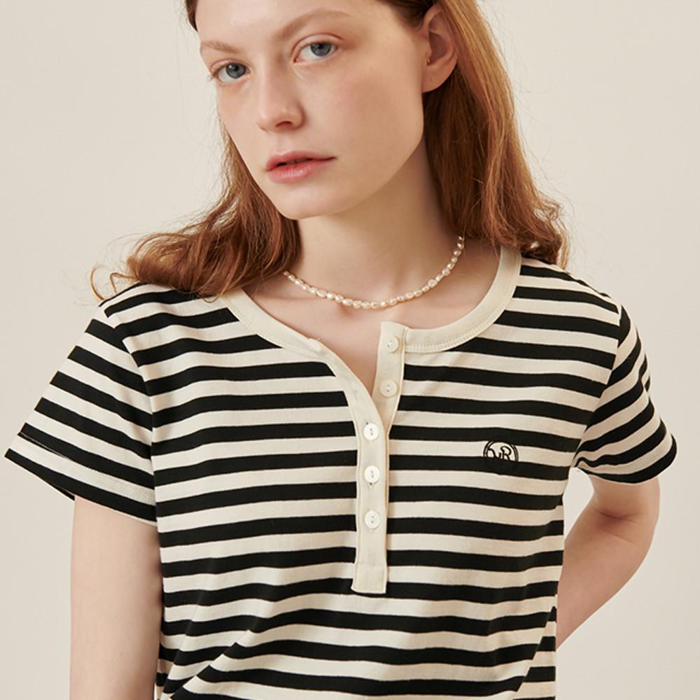 HENRYNECK HALF T SHIRT BLACK STRIPE