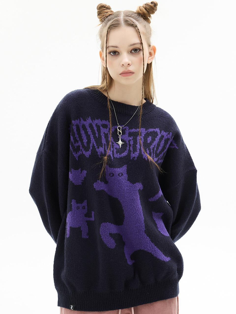 VL 2D CAT KNIT(NAVY)
