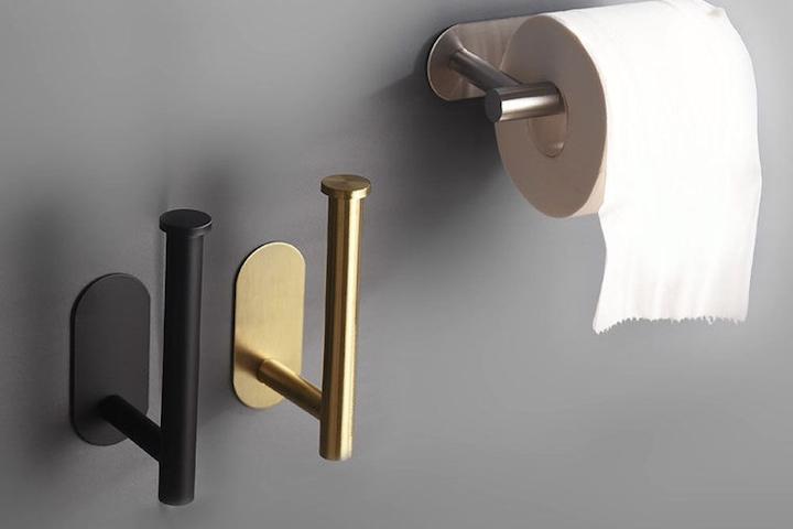 화장실 휴지걸이 욕실 무타공 스테인레스 화장지 수건걸이 다용도 접착식