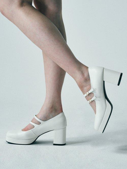 스퀘어 토 더블 스트랩  메리제인 펌프스 412331003 (7cm/3colors)