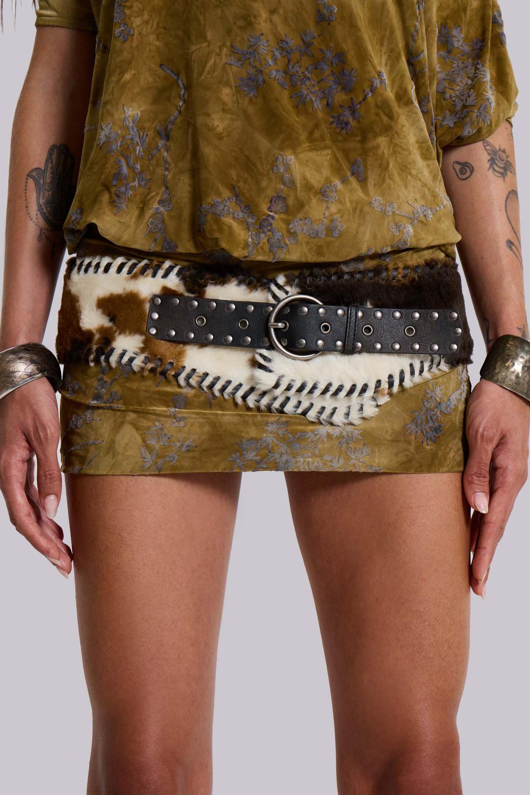 Kena Whipstitch Cow Belt - ONE SIZE / Cow