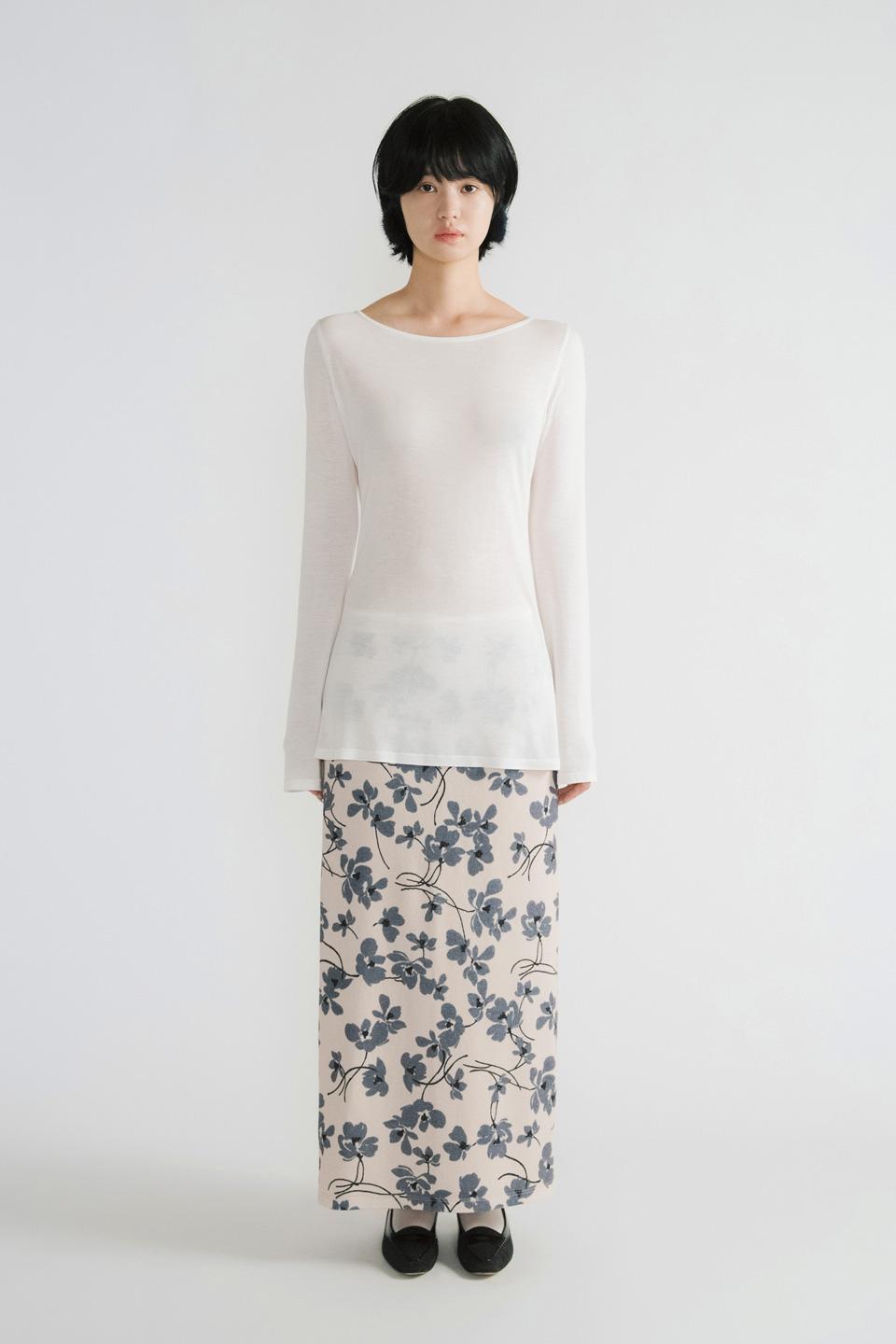 Floral Long Skirt_Ivory