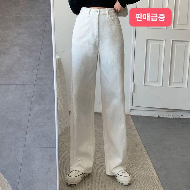 ~2XL [기모버전/기장선택] 겨울 코튼 하이웨스트 롱 와이드 팬츠 체형커버 하비추천 키작녀 키큰녀 컬러추가_미우블랑