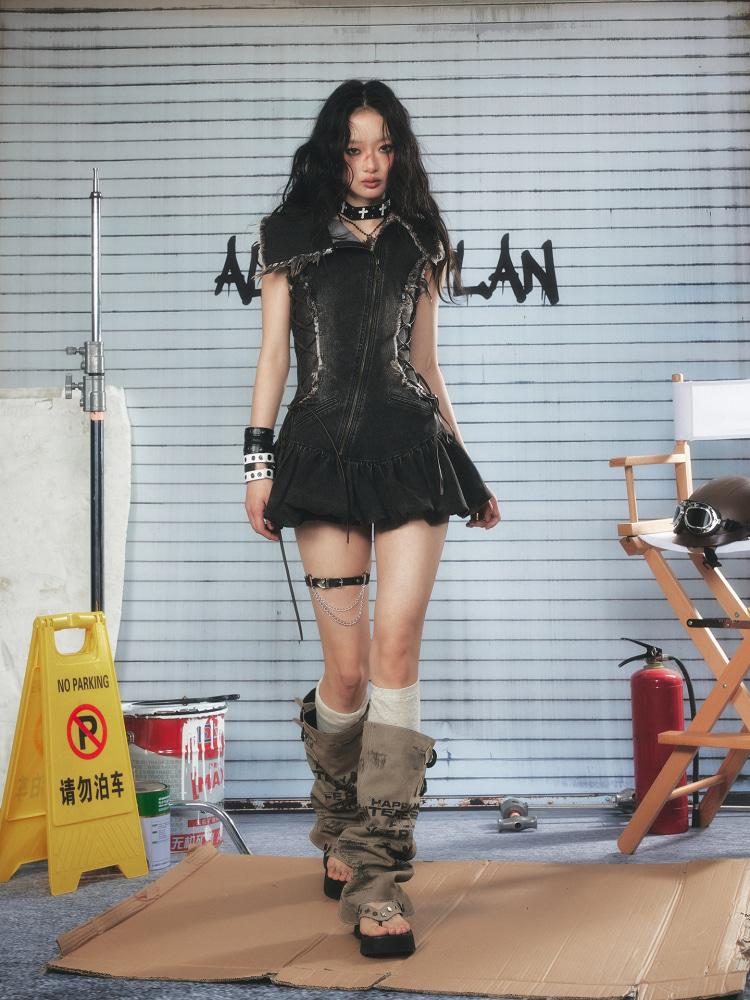 All iN Plan Low edge short denim dress